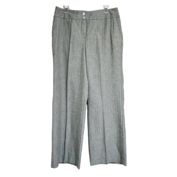 MADELEINE Linen Herringbone High Waist Wide-Leg Pants Size 12 - Picture 1 of 12